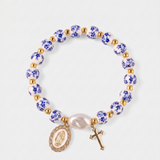 Pulseira Pérolas de Azulejo e Cruz