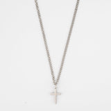 Colar Prateado com Cruz Lisa
