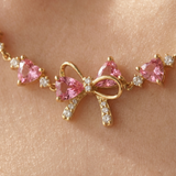 Colar Laço Rosa