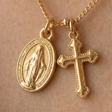 Colar de Fé com Cruz e Medalha