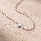 Colar com Cruz e Pérolas